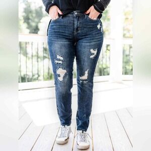 Judy‎ Blue Relaxed Fit Distressed Dark Wash Jeans Women's Size 24W